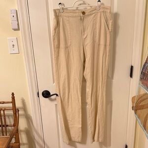 Roxy Cream High-Rise Straight Leg Pants